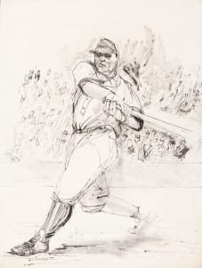 'Babe Ruth,' ink sketch. Image from Gallery North