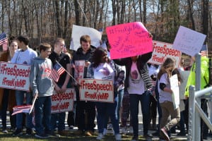 Miller Place High School senior Kyle Vetrano’s supporters rally on his behalf. Photo by Barbara Donlon