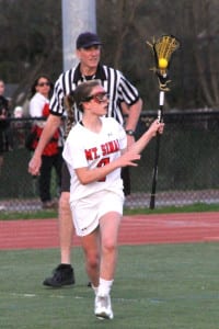 Mount Sinai's Meaghan Tyrrell looks up the field to make a play. Photo by Desirée Keegan