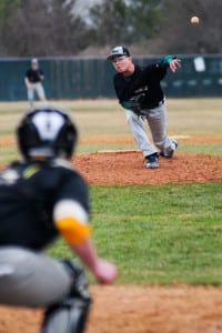 Max Neilsen hurls a pitch from the mound in a Ward Melville baseball game earlier this season. File photo by Bill Landon