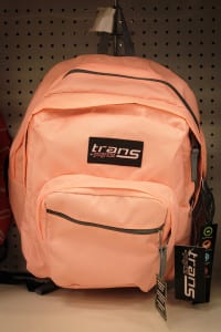 Coral peaches Trans by Jansport backpack with built-in laptop sleeve ($34.24) at Target. Photo by Talia Amorosano