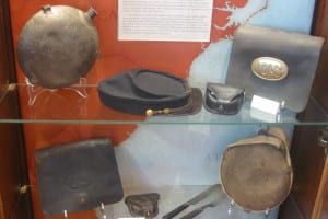 Some of the Civil War items on display at the Northport Historical Society’s Civil War exhibit. Photo by Heather Johnson