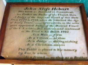A view of the tablet honoring John Sloss Hobart. Photo from Kathleen Cusumano 