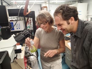 Stony Brook scientists Josephine Aller and Daniel Knopf in the laboratory. Photo from SBU