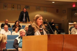 Attorney Carrie-Ann Tondo speaks at the Huntington Planning Board meeting on Dec. 2. Photo by Victoria Espinoza.