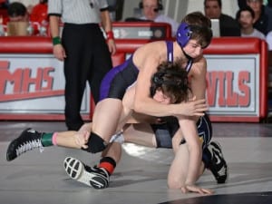 Matteo DeVincenzo battles his way to his third Suffolk County title. Photo from Mike Maletta 
