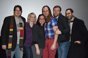 Members of the cast and crew of ‘Distiller,’ from left, Ritch Harrigan; Amy Ciupek; Erin and Andy Schroeder; Dan Noonan; and Steve Sacco. Photo from Andy Schroeder