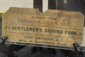  A ticket to a race at the Gentlemen’s Driving Park in Terryville on July 4, 1892. Photo by Elana Glowatz