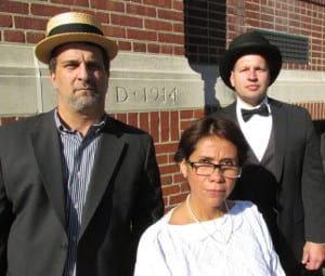 BOCES social worker Christian Scott, special education teacher Patricia Dolan and Principal Chris Williams wear period clothing to celebrate the Spring Street school building's 100th birthday. Photo from BOCES