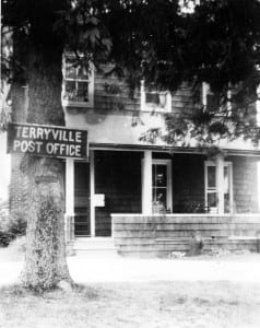 Before Terryville residents dropped off their mail in Port Jefferson Station, they had the Terryville Post Office. Pictured above, that latter post office during the early 20th century. Photo from the Port Jefferson Village historical archive