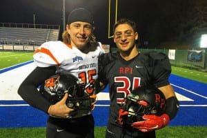 Former Royals Dan Serignese and Phil Lanieri celebrate their college careers together on the same field. Photo from Lanieri