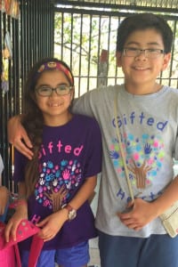 Bella and T.J. Manfuso smile while wearing their Gifted Hearts shirts. Photo from Charlotte Rhee