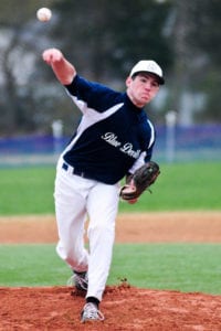 Huntington's Luke Eidle releases a fastball. Photo by Bill Landon