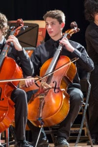 Julien Rentsch plays cello in the Finley Honors Orchestra. Photo from Darin Reed