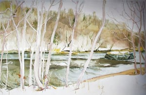 ‘A Light Winter Blanket,’ watercolor, by Katherine Hiscox 