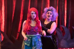 Ariel (Mackenzie Germain) is put under a spell by Ursula (Maeve Barth-Dwyer) in a scene from ‘The LIttle Mermaid Jr.’ Photo by Keith Kowalsky