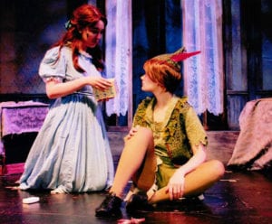 Wendy (Moira Swinford) and Peter Pan (Alexandra Juliano) in a scene from Disney’s ‘Peter Pan Jr.’ at the SCPA. Photo by Samantha Cuomo