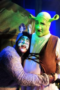 Donkey (Bobby Montaniz) and Shrek (Danny Stalter) in a scene from ‘Shrek The Musical.’ Photo by Brian Hoerger, Theatre Three Productions Inc.