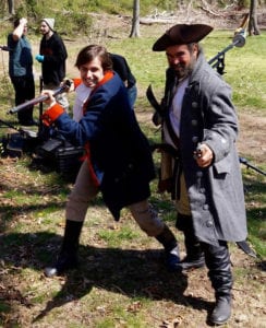 A call to action: Benjamin Tallmadge (David Morrissey) and Caleb Brewster (George Overin) take up arms against those damn lobsterbacks. Photo by Frankie Martinez