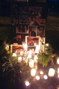 Above, a scene from a candlelight vigil where friends of 23-year-old Sarah Strobel gathered. Photo from Taylor Friedman