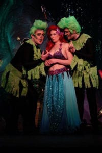 From left, Matthew W. Surico as Flotsam, M.E. Junge as Ariel and Kevin Burns as Jetsam in a scene from "The Little Mermaid." Photo by Lisa Schindlar