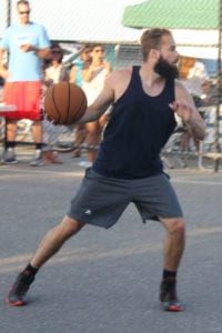 Geoff Engel plays some hoops in support of his brother Jake, who died last year of a heroin overdose. Photo by Kevin Redding