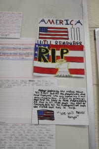 Student artwork done after a 9/11 lesson. Photo by Victoria Espinoza