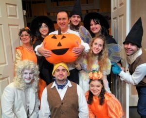 Composer Jules Cohen, center, with the cast of 'Pumpkin Patch Magic' at Theatre Three. Photo by Peter Lanscombe, Theatre Three Productions, Inc.