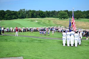 Navy Seal Cadet Corps, NY LPD 21st Division, presenting colors for the national anthem on the green during the America’s VetDogs fundraiser. Photo by Sara Ging