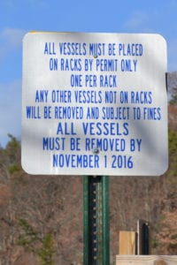 Signs detailing the Village's kayak policy are visible year round. Photo by 