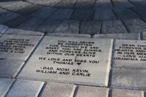 The Thomas Cutinella Memorial Wall was constructed with the help of funds raised from a Go Fund Me page, where pavers were purchased and engraved. Photo by Desirée Keegan