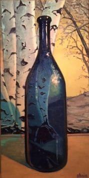'Birches in Blue Bottle,' oil, by Shain Bard