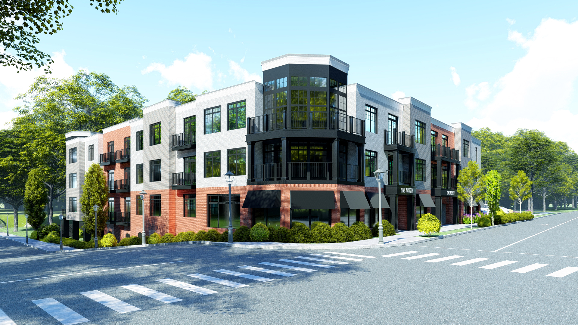 A pedestrian walks through Town Brookhaven, a mixed-use