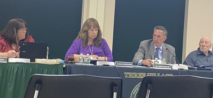 (Left to Right) Board VP Karen Roughley, President Susan Rosenzweig, Superintendent Scanlon, Dr. Kerman